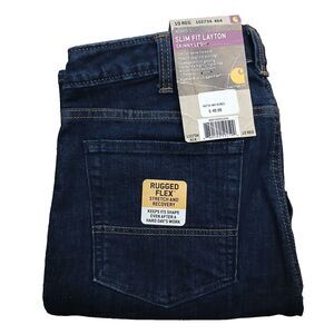 NWT Carhartt Jeans Womens 10 Rugged Flex Slim Fit Dark Wash Denim Pants #523